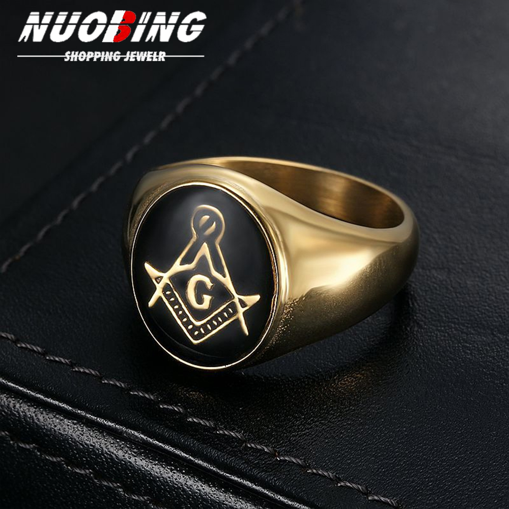 Vintage Fashion Guild - Bague maçonnique Vintage en acier inoxydable