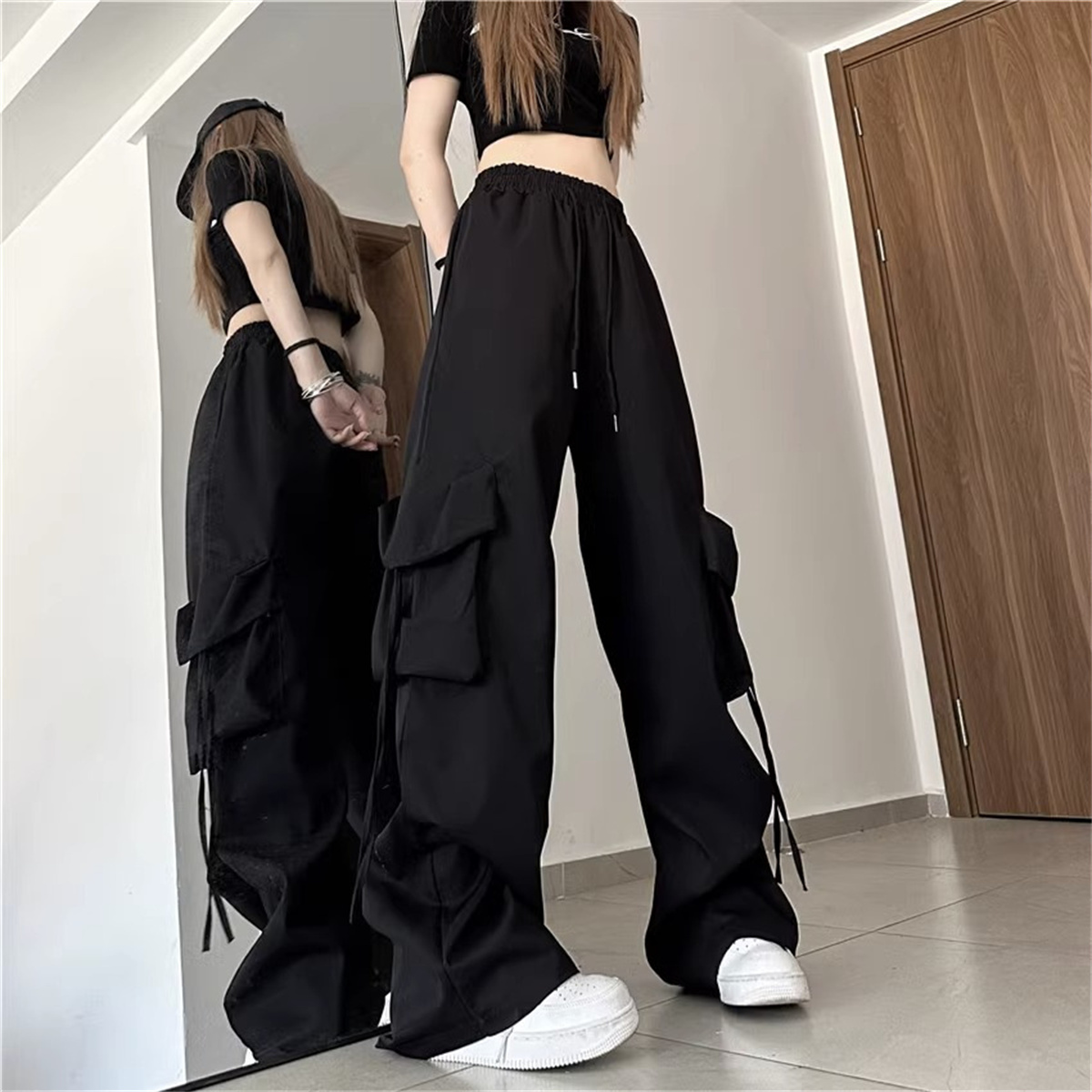 Vintage Fashion Ai - Grande taille femmes Cargo pantalon taille