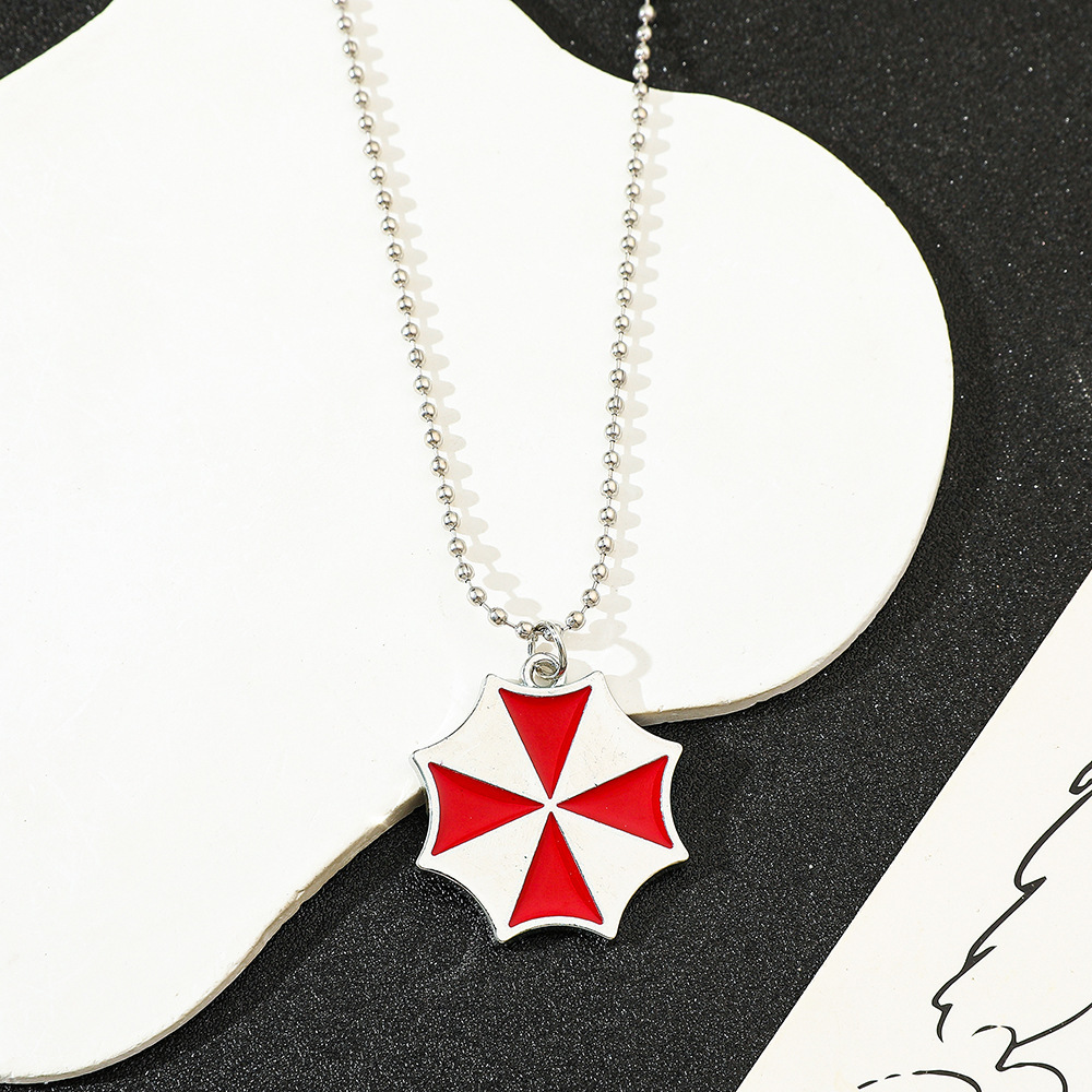 Vintage Fashion Words - Collier pendentif parapluie rouge vintage, accessoire