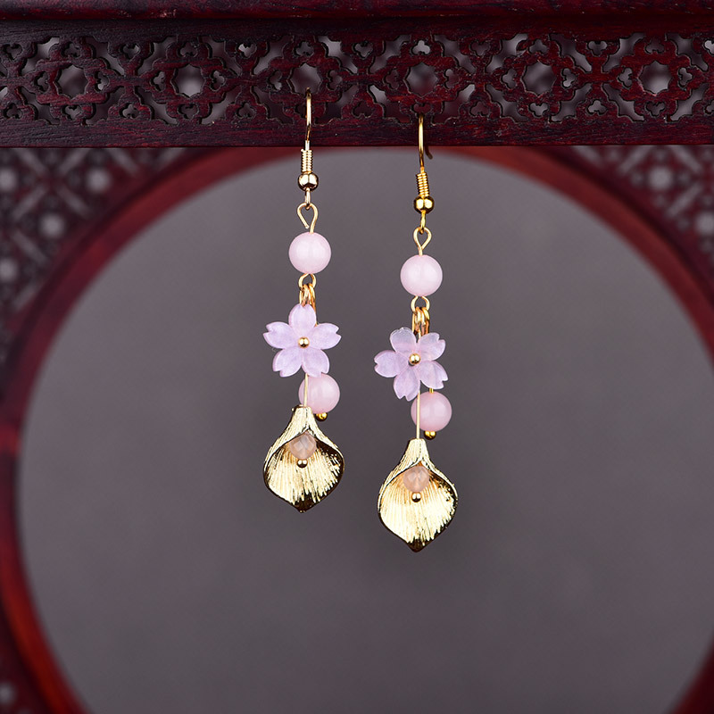 Vintage Fashion Luxury - Boucles d'oreilles fleur de Jade naturel