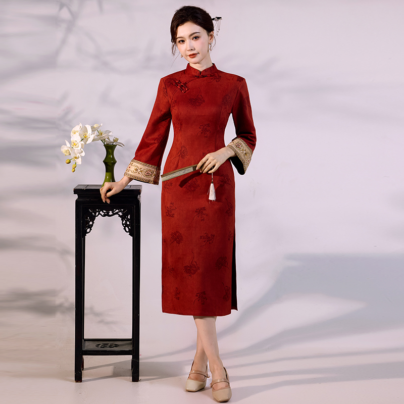 Qipao de luxe en velours suédé - Vintage Fashion Gen Z avis et prix