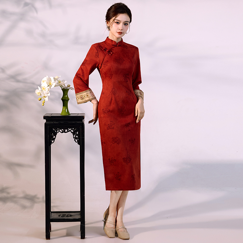 Qipao de luxe en velours suédé - Vintage Fashion Gen Z avis et prix