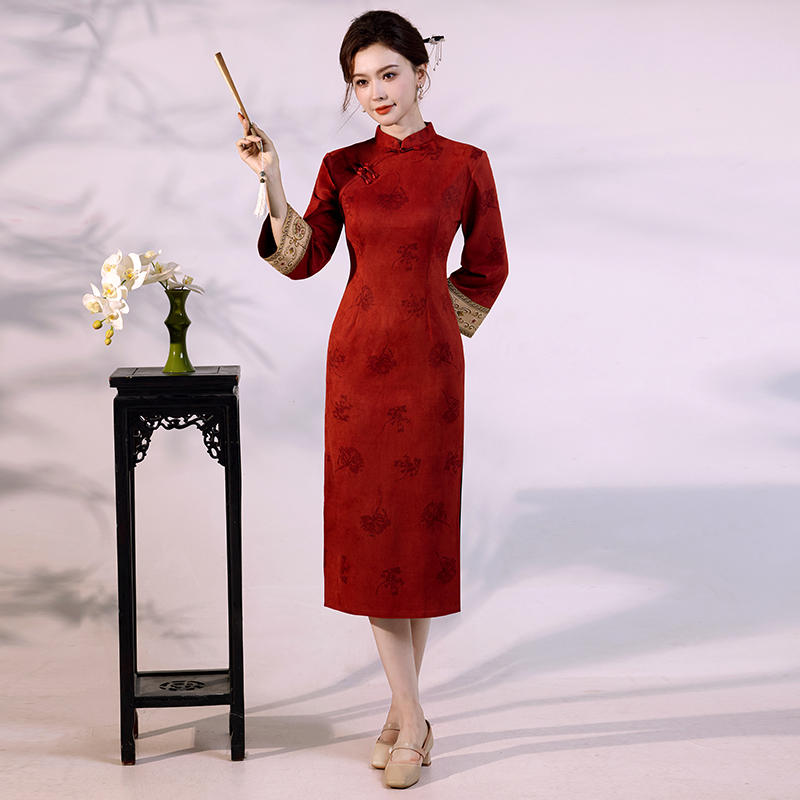 Qipao de luxe en velours suédé - Vintage Fashion Gen Z avis et prix