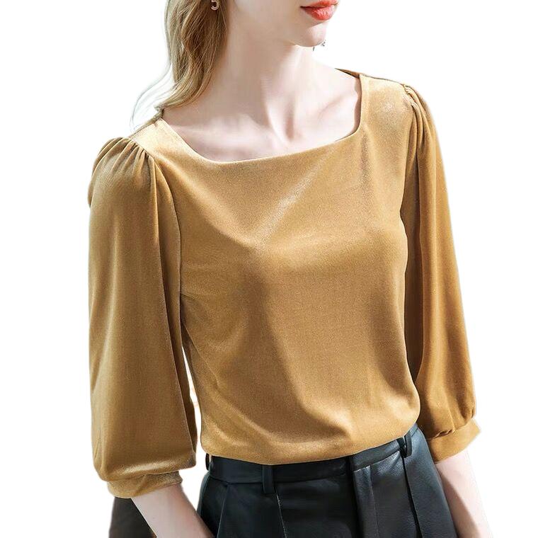 Chemise en velours à col carré - Vintage Fashion Y2K avis et prix