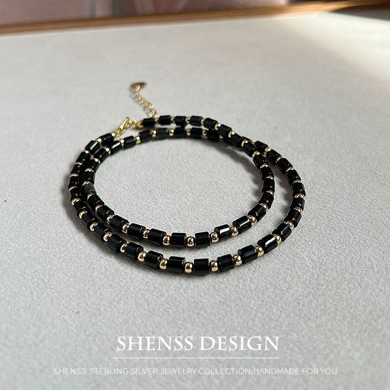 Collier en obsidienne naturell - Vintage Fashion Guild avis et prix