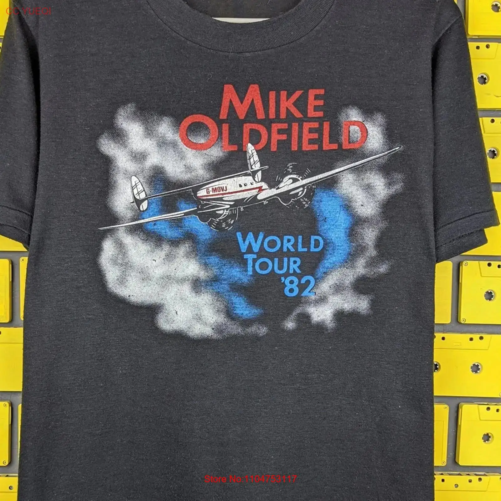 T-shirt noir Mike Oldfield WOR - Vintage Fashion World avis et prix
