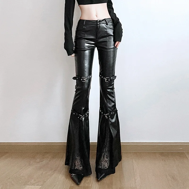 Pantalon évasé en cuir PU pour - Vintage Fashion Y2K avis et prix