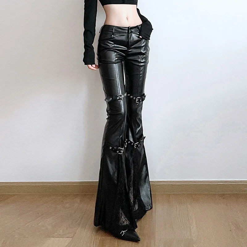 Pantalon évasé en cuir PU pour - Vintage Fashion Y2K avis et prix