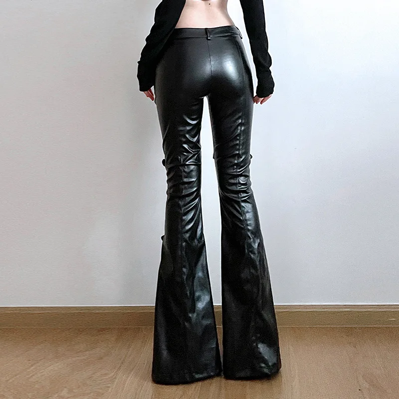 Pantalon évasé en cuir PU pour - Vintage Fashion Y2K avis et prix