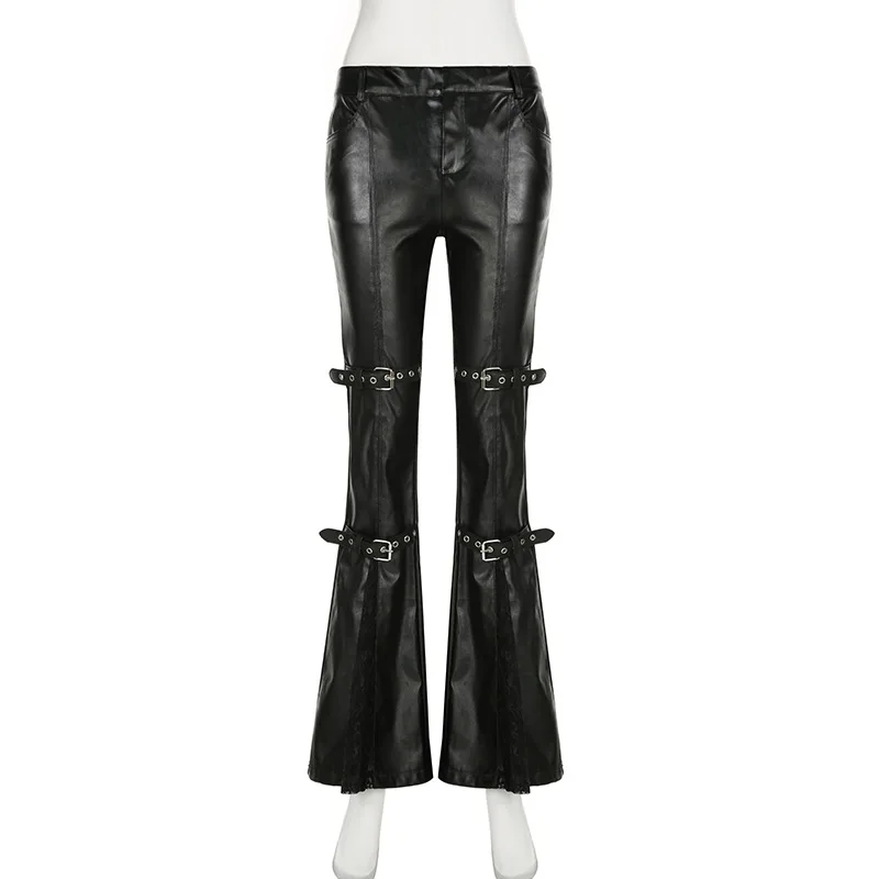 Pantalon évasé en cuir PU pour - Vintage Fashion Y2K avis et prix